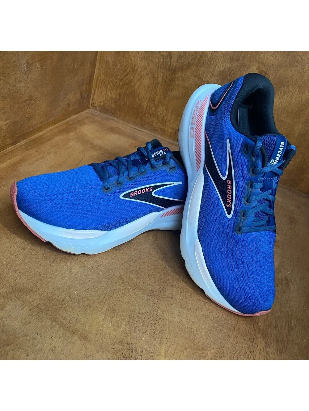 Brooks Glycerin GTS 21 Shoes Women 10 Blue Ice Pink Running Sneakers 1204091B496